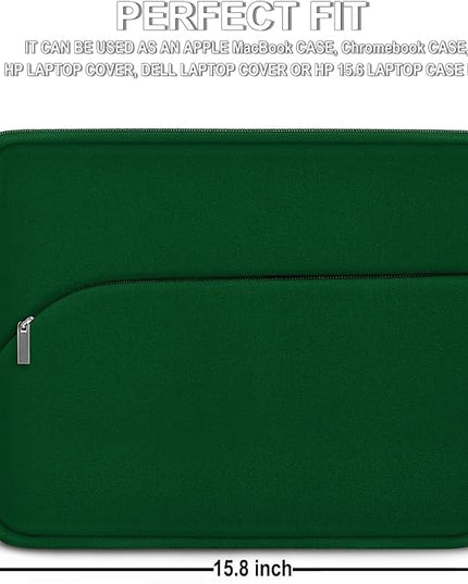 Laptop Sleeve 15.6 inch, Durable Portable Monitor Protective Cover with Front Pocket, Traveling Laptop Case Compatible for HP, Dell, Asus, Lenovo, Dark Green