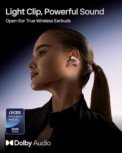 SHOKZ OpenDots ONE-Open-Ear Headphones, Clip-On Earbuds-Wireless Bluetooth Earbuds with Microphone-Secure, Lightweight, Comfort-Premium Dolby Audio-Water Resistant-Fast Charging-Up to 40 hrs Playtime