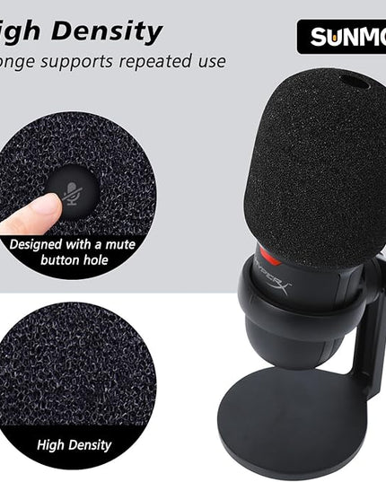 SoloCast Microphone Pop Filter Windscreen - Noise Reduction Gaming Mic Foam Covers, Mic Foam Cover Pop Filter Compatible with HyperX SoloCast White by SUNMON