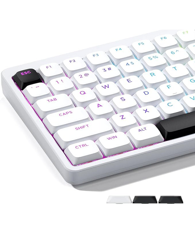 XVX Low Profile White Keycaps, Shine Through Keycap Set, Double Shot PBT Key caps, Bow Keyboard Keycaps Compatibility for 60% 75% 80% 85% 100% MX Switches Mechanical Keyboard