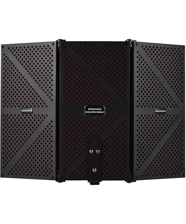 Portable Desktop Soundproof Cover,3 Doors Foldable Acoustic Panels Studio Equipment,Vocal Absorbing Shield to Filter Vocal for Microphone,for Home Studio(Black)