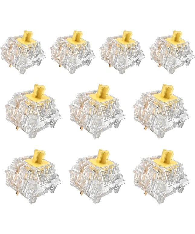 ZhouWang Crystal Yellow Switch 3 Pin 50gf Pre-Lubricated,Dustproof Linear Switch,Suitable for RGB,Mechanical Gaming Keyboards、MX Mechanical Keyboard(90PCS)