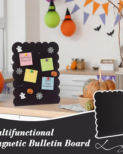 LEIFIDE 2 Pcs Black Magnetic Bulletin Board Announcement Wave-Shaped, 12.6 * 11 Magnetic Display Board Stand Metal Desktop Memo, Suitable for Menus, Dining Tables, Homes, Schools, Kitchens, Offices