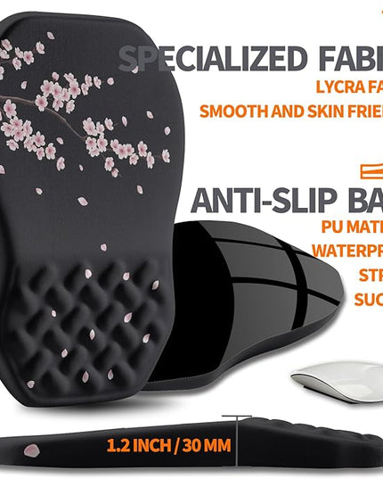 Ergonomic Slope Mouse Pad Wrist Support, Wrist Rest Mousepad for Carpal Tunnel Pain Relief with Massage Bulge and Slow Rebound Memory Foam (12x8 inch, Pink Blossom)