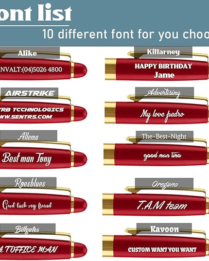 Ancolo Personalized Business Ballpoint Pens-Medium Point Nib - Quality Pens Metal Body no plastic, Engraving With Your Name/Message Corporate Executive Gift for any occations
