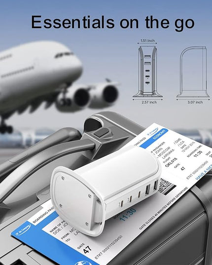 USB C Charger Block Multiport Upoy, Upgrade Charging Station with 3 Type-C PD 20W and 2 USB Ports, Desktop USB Tower Hub for Mutiple Devices, Travel/Home Power Adapter, Worldwide Compatible