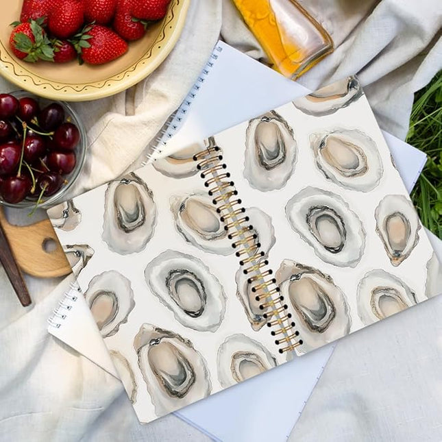 dvhdajed Coastal Beach Oyster Spiral Notebook, Coastal Ocean Beachy Journaling Notebooks, Oyster Gifts Spiral Journal for Women, Ocean Office School Supplies Gifts, 5.5x8.3In