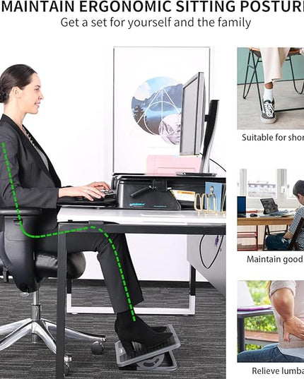 EUREKA ERGONOMIC Tilt Adjustable Footrest, Foot Rest for Under Desk at Work with Massage Surface, Office Foot Rest Under Desk with 20 Degree Tilt No Locking, Metal Frame