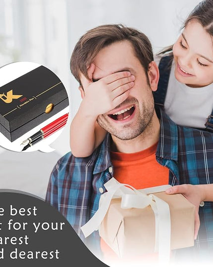 Tiankool Luxury Fountain Pen,Fine Nib, Exquisite Pen Gift Set for Men&Women-Includes 10 Ink Cartridges&Ink Converter- Nice Pens - Red