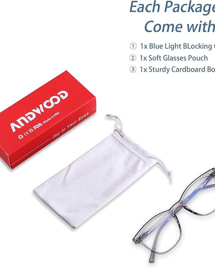 ANDWOOD Blue Light Blocking Glasses Women Men Computer Small Face Clear Bluelight Blocker Eyeglasses Frame