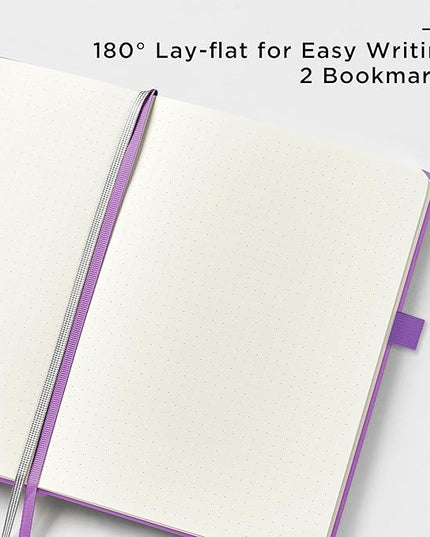 &And Per Se Dotted Journal Notebook, A5 Hardcover Leather Bullet Dotted Journal, 160 Pages 100 gsm Thick Paper, 3 Sheets of Stickers Included- 5.7'' x 8'' (Violet)