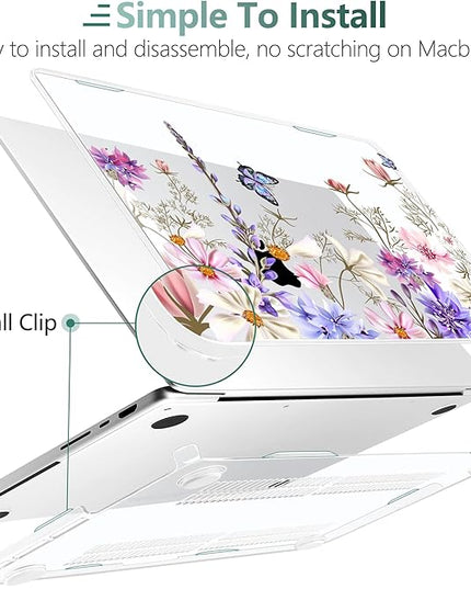 DONGKE Case for M5 MacBook Pro 14 inch 2025 2024-2021 M4 M3 M2 M1, Plastic Hard Shell Cover Compatible with A3434 A3112 A3401 A3185 A2992 A2779 A2442, Retina XDR Display & Touch ID, Butterfly Floral