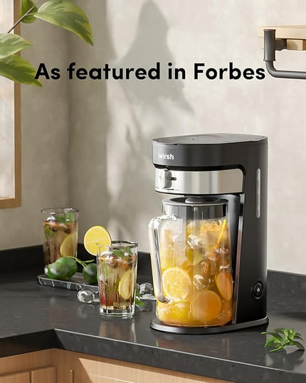 wirsh Iced Tea Maker with 3QT Pitcher, Iced Coffee Maker with Strength Control and Reusable Filter, Perfect For Iced Coffee, Latte, Tea, Lemonade, Flavored Water, Black