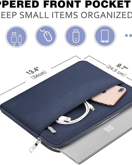 MoKo Tablet Sleeve Case Fits 13 Inch New iPad Pro M4 & Air M2 2024, iPad Pro 12.9 inch M2&M1,Galaxy Tab S8+/S9+ 12.4, Zipper Polyester Bag with Pocket, Fit Surface Pro Type Cover and Pen, Indigo