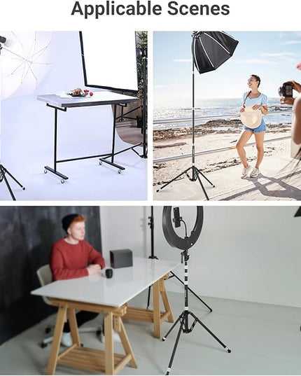 NEEWER Carbon Fiber Tripod Stand w Reversible Legs, 35"-102" Portable Lightweight Photography Light Stand for Strobe Softbox Ring Light Action Cam DSLR Streaming Recording, 6.6lb/3kg Max Load, ST260C