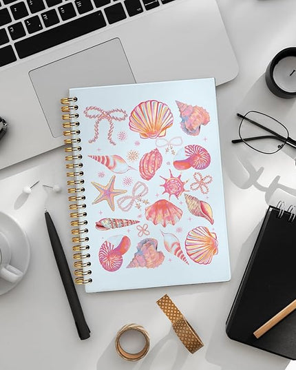LIANHW Beach Pink Seashell Notebook, Preppy Coastal Ocean Notebooks for Note Taking, Ocean Conch Journal, Aesthetic Beachy Journals for Writing, Gifts for Beach Lovers, 5.5x8.3 Inch