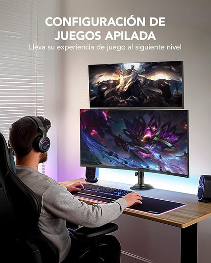 HUANUO 17-32 Inch Dual Monitor Stand, Gas Spring Dual Monitor Mount, Monitor Stand 2 Monitors, Ergonomic Adjustable Tilt/Swivel/Rotate, Weight Max 19.8 lbs, VESA 75/100mm