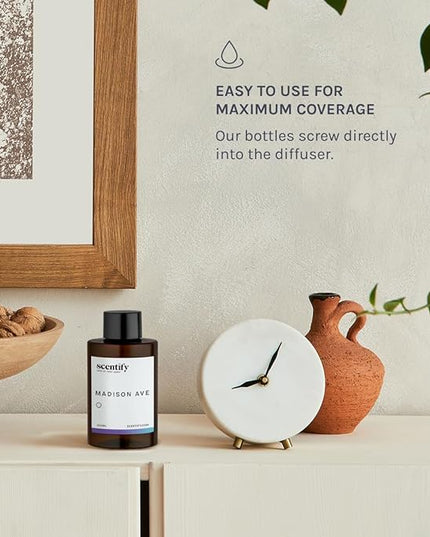 Scentify Madison Ave Aroma Oil Refill Scent for Oil Diffusers Luxurious Relaxing Aromatherapy Fragrance 100ml, 3.38oz