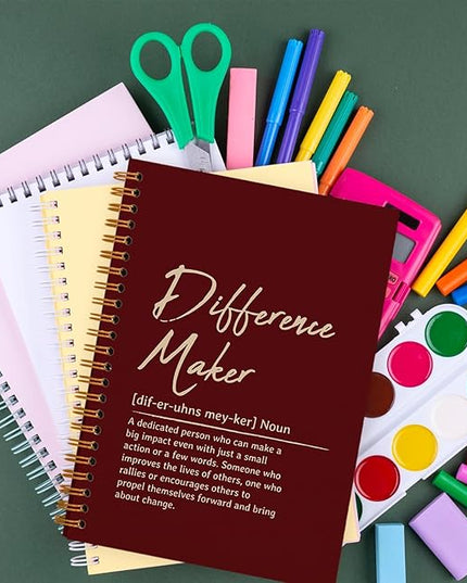 OXW Red Meeting Notebooks for Work, Difference Maker Gift Office Work Notebook Journal for Writing Note Taking, Thank You Gifts for Women Men Leader Boss Mentor Manager Principal, 5.5"x8.3"