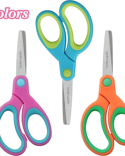 Kids Scissors Bulk, Woswel 36 Pack Safety Blunt Tip Student Scissors, 5 “ Student Scissors with Comfort Grip, Assorted Colors Children Craft Scissors for Cutting Paper Craft Art Supplies