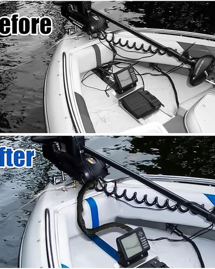 HSOKEW 2Pc Outboard Motor Cable Sleeve with 100pcs Nylon Cable Tie, 47 Inch Long Zippered Rigging Sleeve Trolling Motor Sleeve Trolling Motor Cable Organizer Sleeve for Cover Wire Extension Cord