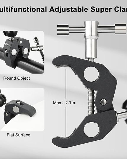 UTEBIT Super Clamp Camera Mount with 360° Ballhead Magic Arm, Super Clamp Mount with 1/4" and 3/8" Thread, Desk/Bike/Bicycle/Motorcycle/ Handlebar for GoPro, Phone, Camera, Monitor, LED Light
