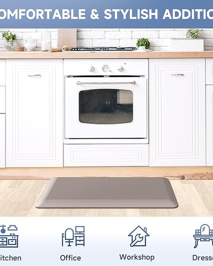 4/5 Inch Thick Kitchen Mats for Floor, StepRite Kitchen Rug for Standing Desk, Non-Slip, Thicker, Stain & Water Resistant, Comfort Anti Fatigue Floor Mat for Home, Kitchen, Office - Khaki,54 * 22''