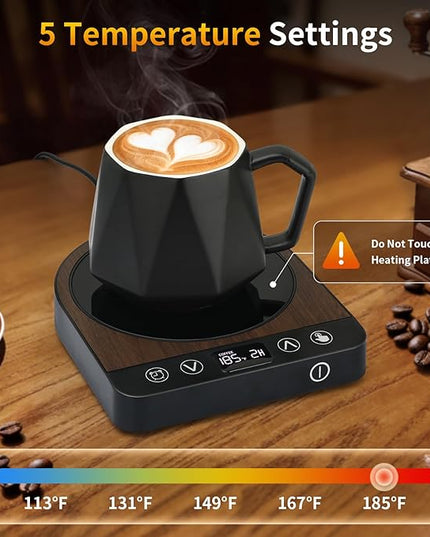 Anbanglin Smart Coffee Mug Warmer, 50W Fast Heating Coffee Warmer for Desk with 5 Temperature Control & 2-12H Auto Shut Off, Electric Large Panel Cup Warmer for Milk, Tea, Beverage, Candle, Wood