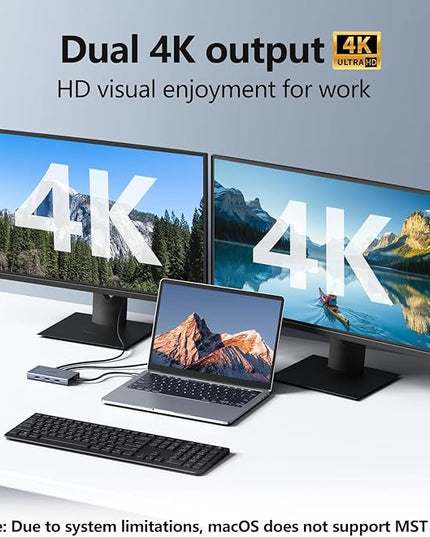 USB C Docking Station Dual HDMI Monitor Adapter, Melelink USB C Hub 3 Monitors Adapter with 2x HDMI 4K,Displayport,VGA,100W PD Charging,3 USB2.0, 8 in 1 Laptop Docking Station for Dell, HP, Lenovo,etc