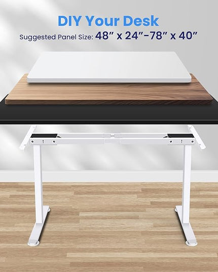 Dual Motor Electric Standing Desk Frame,Compatible Desktop Size 48″-78″ and 264 lbs Weight Capacity,Memory Controller Height Adjustable Frame,White Frame Only