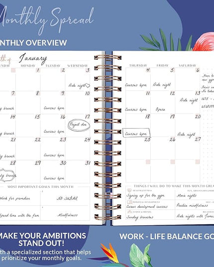 PLANBERRY Hourly Schedule Planner Premium – Undated Weekly Organizer with Time Slots & Monthly Budget – Time Management, Goal Setting, to-Do List & Habit Tracker –6.9″x8.5″(Rose Flamingo)