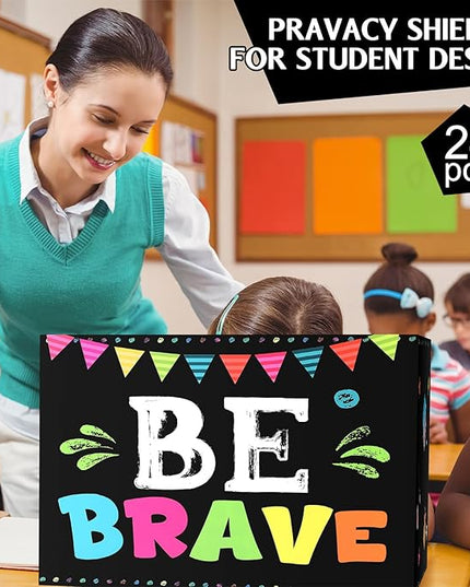 Honoson 24 Pcs Bulk Inspirational Privacy Folders for Students Cardboard Test Privacy Boards Motivational Words Desk Dividers Shield for Classroom School Study Supplies, 6 Styles(Positive)