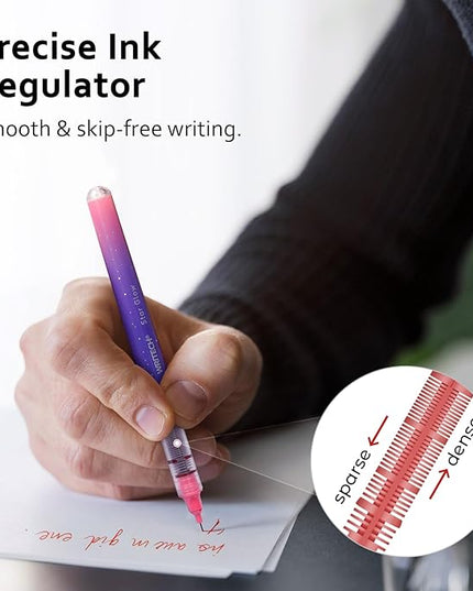 WRITECH Liquid Ink Rollerball Pens: 8ct Assorted Colors Extra Fine Point Tip 0.5mm Roller Ball Rolling Pen for Smooth Writing Coloring Drawing Journaling No Bleed & Smear &Smudge Multi Colored.
