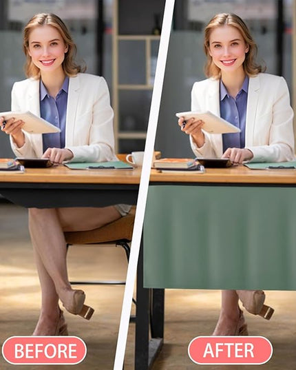 Icegrey 80" Under Desk Privacy Panel with Cable Management Organizer Net Self-Adhesive Modesty Panel for Cord Organizer Pockets and Desk Skirt for Home Office or Standing Workstation, Green