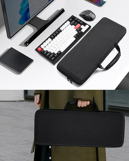 75% 84-Key Keyboard Case, Hard Travel Carrying Case Bag for Aula F75 Pro 75% Keyboard, Compatible with Redragon K673 PRO, Keychron K2 Version 2/K2/Q1/V1, ASUS ROG Azoth 75% Keyboard Protector, Black