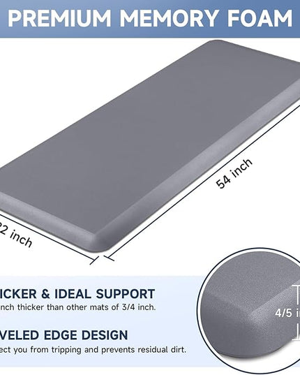 4/5 Inch Thick Kitchen Mats for Floor, StepRite Kitchen Rug for Standing Desk, Non-Slip, Thicker, Stain & Water Resistant, Comfort Anti Fatigue Floor Mat for Home, Kitchen, Office - Grey,54 * 22''