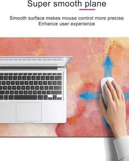 XL Mouse Pad Gaming Mousepad 31.5 x 11.8 Inch Large Keyboard Mat Mouse Pad for Home and Office Desk Accessories with Abstract Watercolor Art Design and Smooth Diatomite