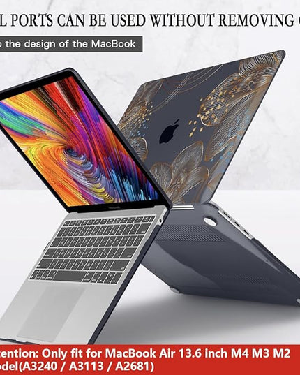 CISSOOK Gorgeous Flower Case for MacBook Air 13.6 inch M4 M3 M2 2025 2024 2022 Release, Hard Shell Case with Keyboard Cover +Screen Protector for MacBook Air 13 inch A3240 A3113 A2681