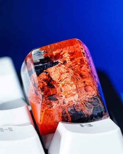 Black and Red Sea Coral Reef Ocean Artisan Keycap R1 SA Profile Custom Keycaps 1U ESC Handmade Gaming Resin Key Cap Cherry MX Switch Compatible Mechanical Keyboard Lover Gift