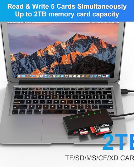 USB3.0 Multi SD Card Reader, SD/TF/Micro SD/CF/MS/XD 7-in-1 5Gbps High Speed Memory Card Reader for SDXC SDHC TF Micro SD CF MS MMC Card, Sony Memory Stick Pro Duo Adapter Read 5 Cards Simultaneously