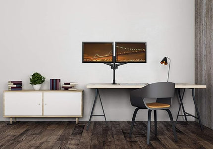 Mount-It! Premium Modular Dual Monitor Desk Mount Arms | Tilt Swivel VESA Wall Mount | Fits 13 15 17 19 21.5 24 27 Inch Computer Screens with 75 100 VESA Patterns | C-Clamp and Grommet Bases | Black