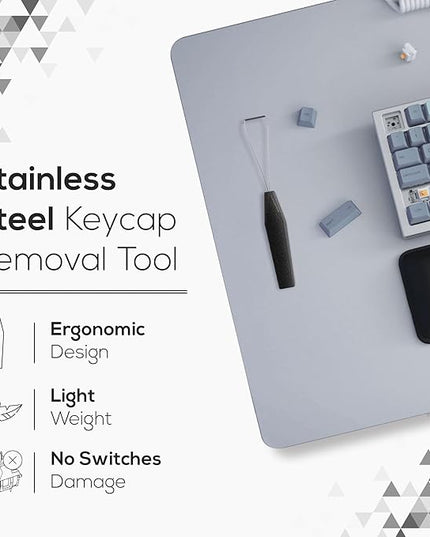 Qisan Stainless Steel Keycap Puller & Switch Puller for Mechanical Keyboards | Plastic Handle Key Cap Removal Tool for Gaming Keyboards | Professional Keyboard Maintenance Tool & Accessories - Black