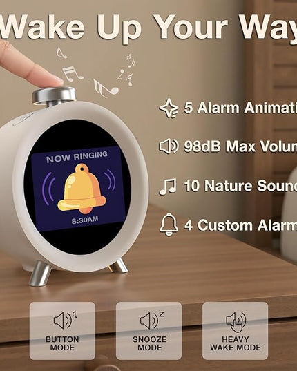 Dekala ChronoSense Alarm Clock for Bedroom Temperature Humidity, 7-Day Programmable 4 Alarms, 100dB Loud Gradual Alarm Clock Heavy Sleeper, IPS Screen Animation, Hourly Chime