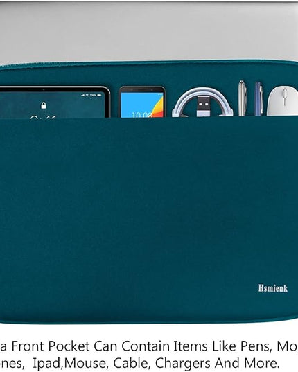 Laptop Sleeve Case 17 Inch, Shockproof Protective Notebook Case with Accessory Pocket, Briefcase Carrying Bag Compatible with 17-17.3 Inch Laptop, Computer, Notebook, Cyan Color