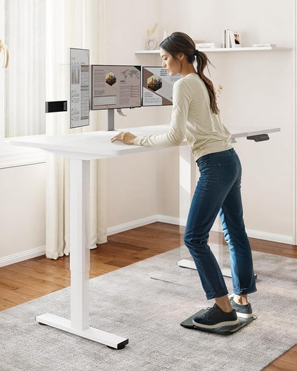 SANODESK Standing Desk Height Adjustable Electric Stand up Desk 71x32 Inches Sit Stand Home Office with Splice Board, White Frame/White Top