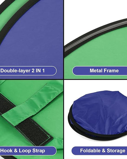 Cosmos 1 Pc Blue Screen Backdrop 43 in / 110 cm Diameter Foldable Portable Photography Background Green Screen Chroma Key Backdrop for Photography Photo Video Studio, Live Streaming, Video Meeting