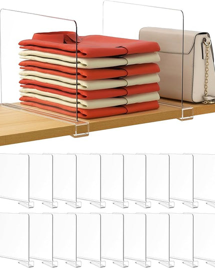 HBlife 12 Inches Tall [Extra Tall Version] Clear Shelf Dividers, 18 Pack Purse Organizer for Closet Perfect for Handbags, Acrylic Bookshelf for Organization