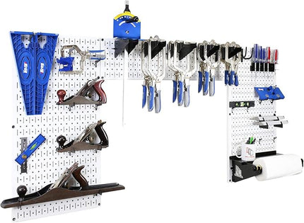 Wall Control Woodworking Tool Storage Organization Kit - Lazy Guy DIY Edition Wood Working Tool Supply Organizer for Do-It-Yourself Woodworkers and Makers (White Pegboard)
