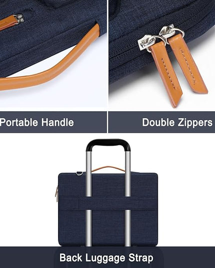 MOSISO 360 Protective Laptop Shoulder Bag,15-15.6 inch Computer Bags Compatible with MacBook Pro 16 inch, HP, Dell, Lenovo, Asus Notebook,Side Open Messenger Bag with 4 Zipper Pockets, Navy Blue