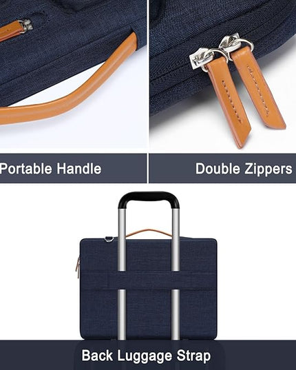 MOSISO 360 Protective Laptop Shoulder Bag,15 inch Computer Bag Compatible with MacBook Air M4 M3 M2/Pro A1990 A1707, Dell XPS Plus,Side Open Messenger Bag with 4 Zipper Pockets&Handle, Navy Blue